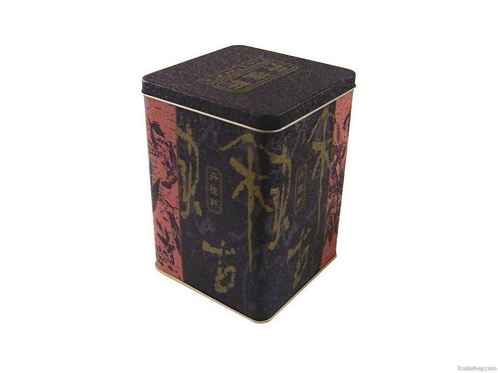 square tea tin box