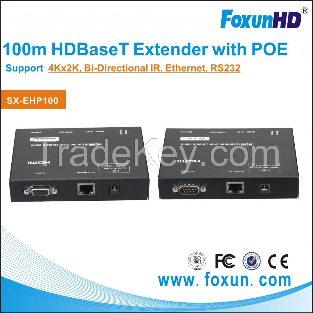 100m/328FT POE Extender with HDBaset tenology support Ethernet and RS232 pass through 