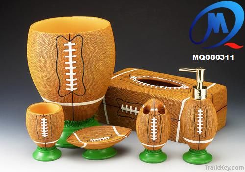 Rugby design 6pcs polyresin bathroom gift set