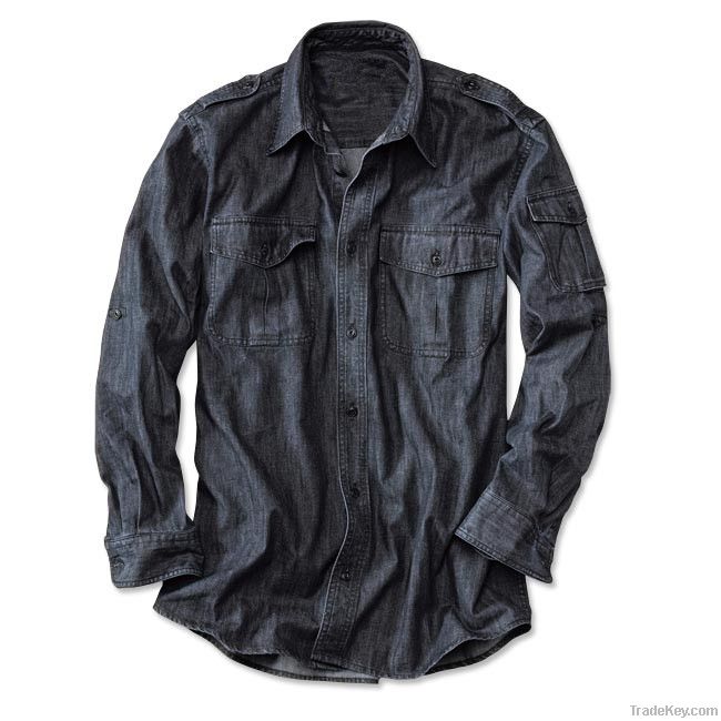 Men's Denim Long-Sleeved Shirt