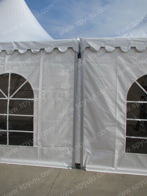 Double peaked 5x10m decorated pagoda tent combined with gutters