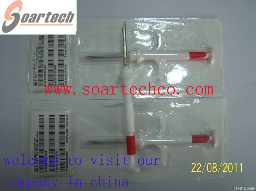 RFID transponder for animal syringe with glass tag,