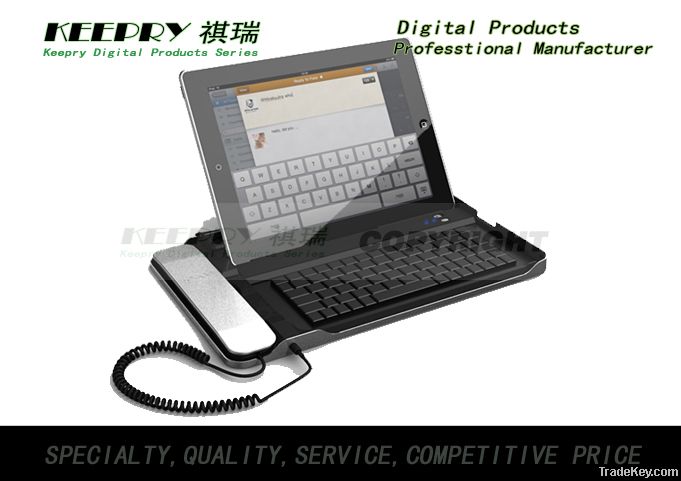 Bluetooth Aluminum Metal keyboard with telephone for ipad2