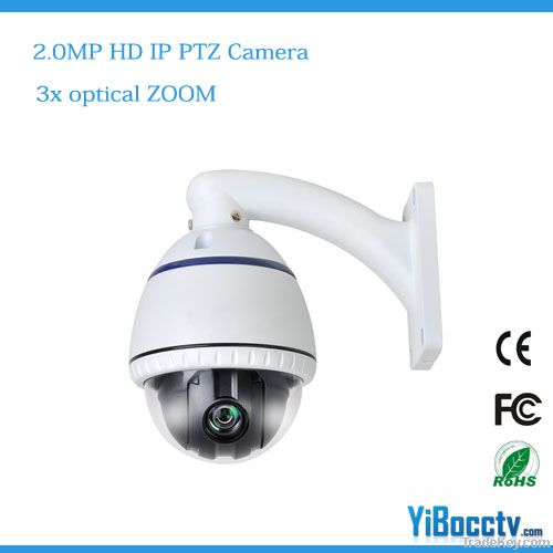 Wireless 2.0MP IP Mini  PTZ Dome Cameras 3X Optical zoom IP66 outdoor