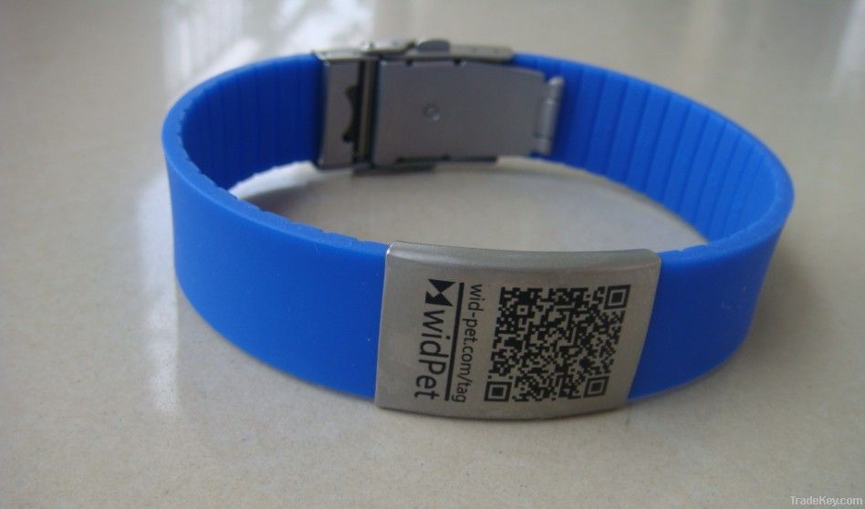 silicone ID bracelets with unique or same qr code laster engraved