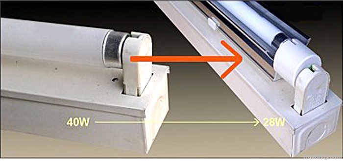 CE listed T8 to T5 adapter fixture with reflector