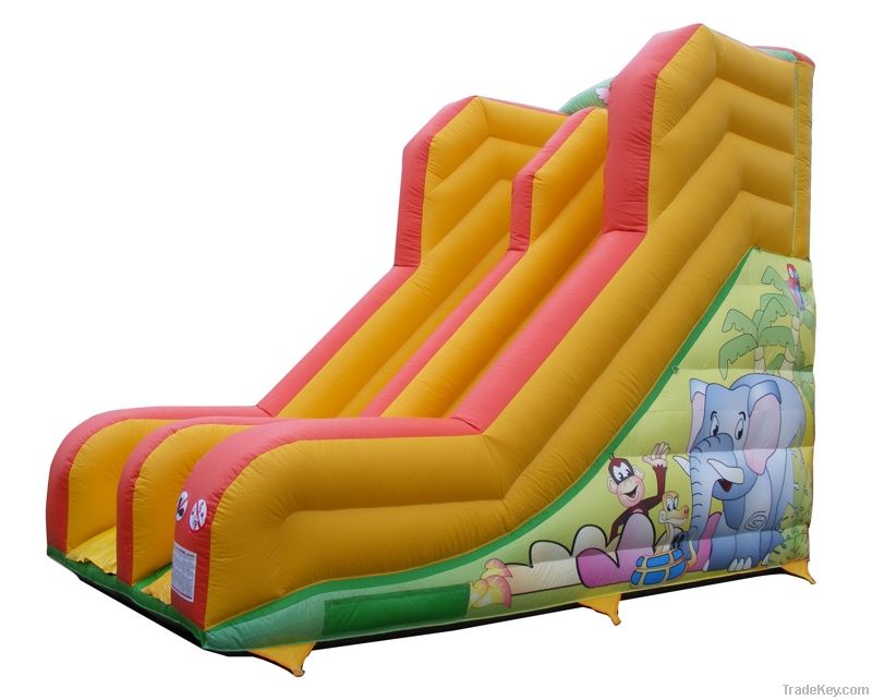 Inflatable dry slide for land use