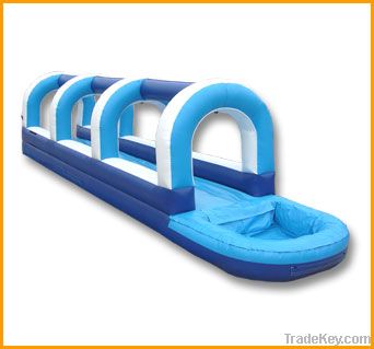 Inflatable water slide for land use