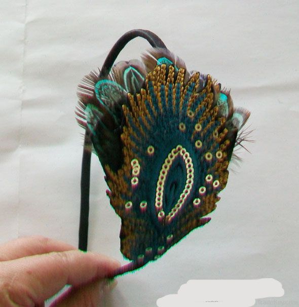 Peacock feather Boho headband