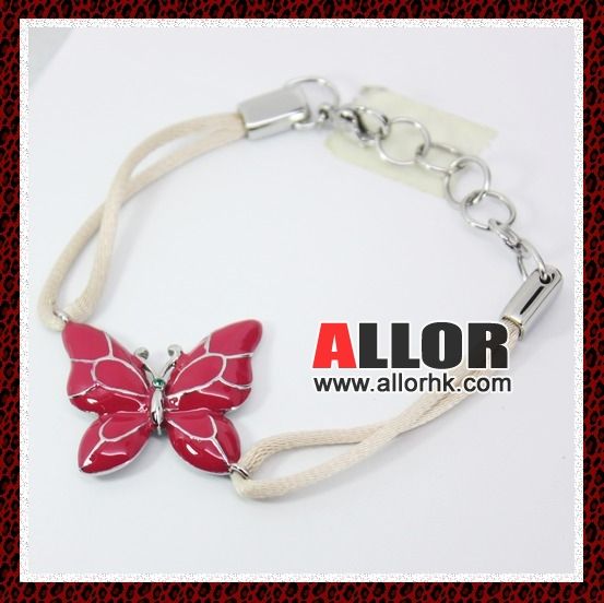 stainless steel butterfly charm adjustable bracelet