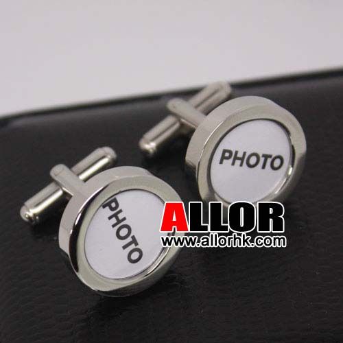 Stainless steel photo frame cufflinks