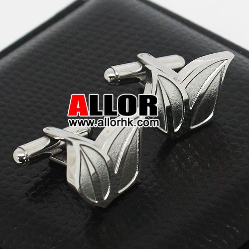 leaf design stailess steel cufflinks