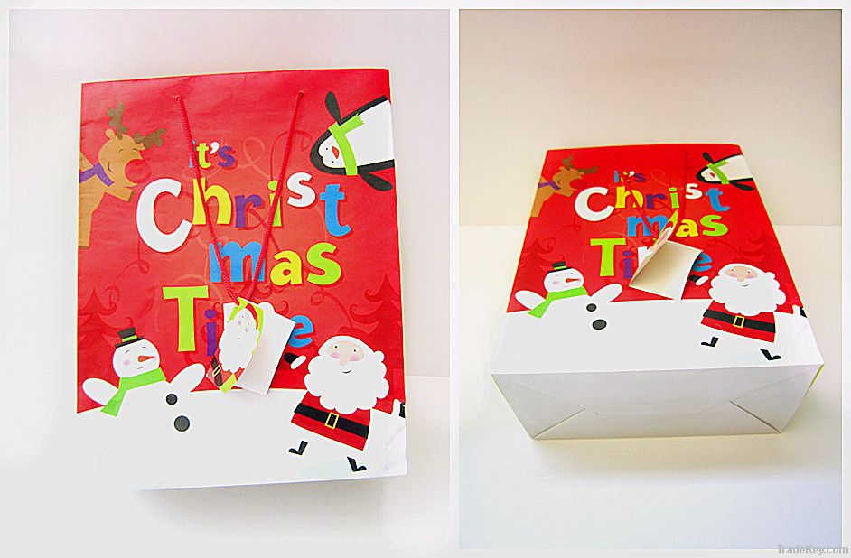 Happy Christmas Holiday Paper Shopping Bag