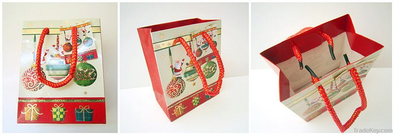 Happy Christmas Holiday Paper Shopping Bag