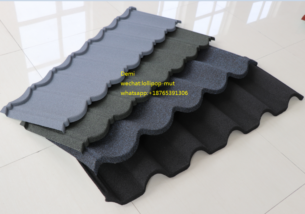 Hot selling stone coated steel roofing sheet in red black coffee brown green with 50 year warranty for sale