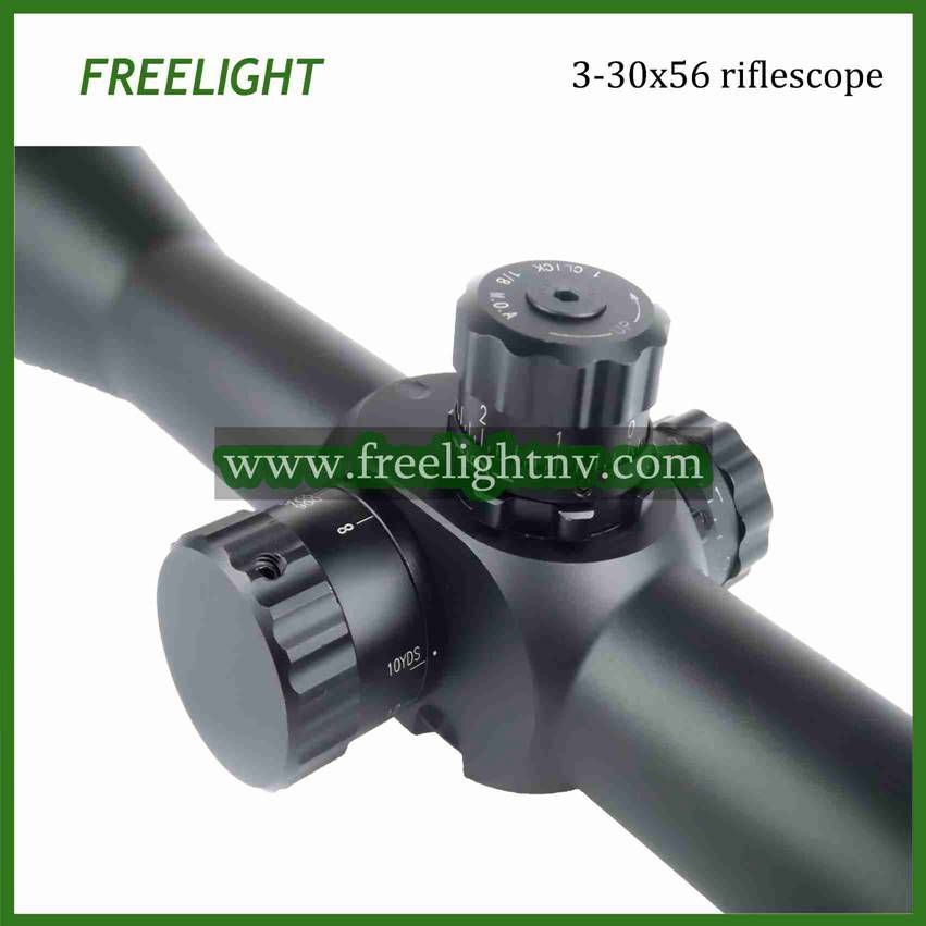 3-30x56 Long Range Tactical Riflescope, Red/ Green Dot illuminated reticle riflescope