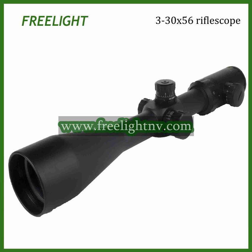 3-30x56 Long Range Tactical Riflescope, Red/ Green Dot illuminated reticle riflescope