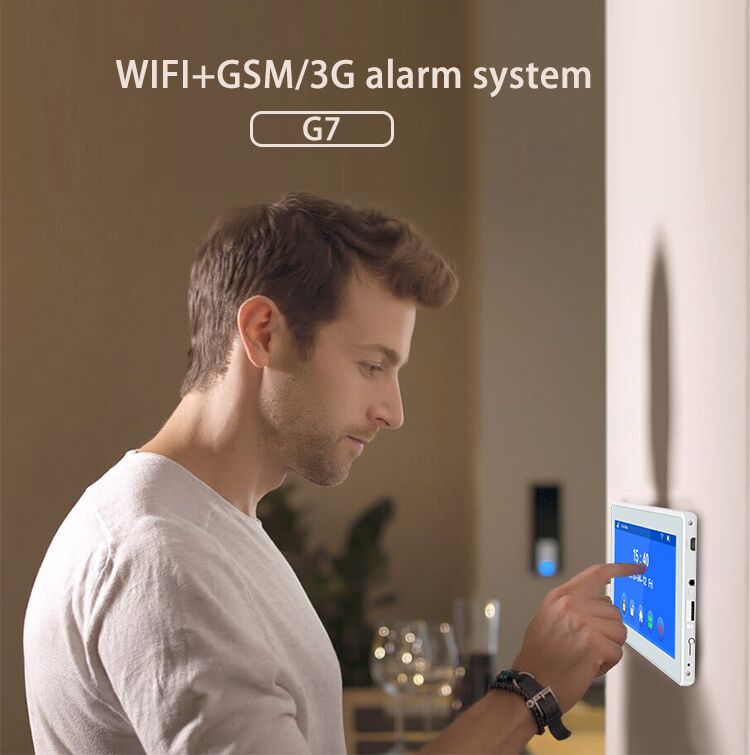 New Design 7inch full screen touchpad wifi+GSM smart HOME security alarm system anti theft