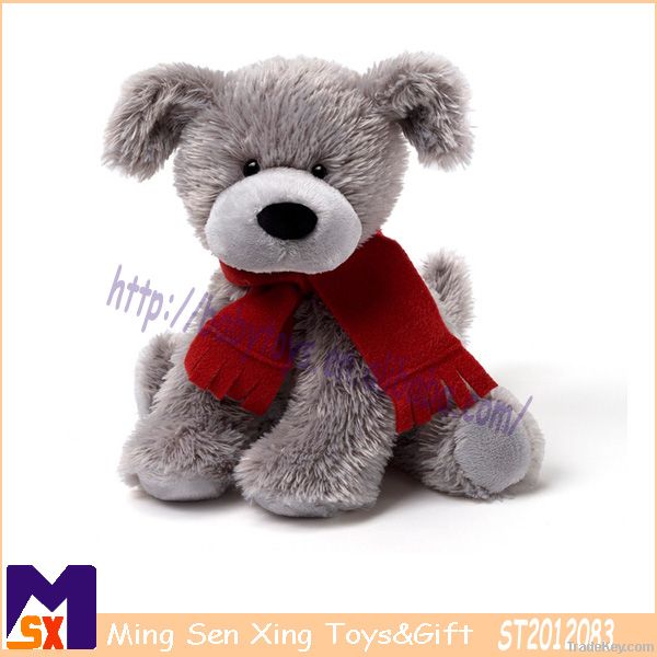 stuffed dog toys christmas gift soft dog plush toys with red scarf