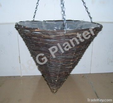 Cone rattan hanging basket