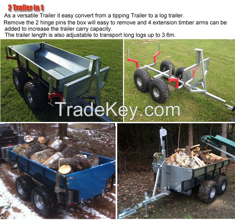 TT1000 Galvanized atv timber trailer for wood and log