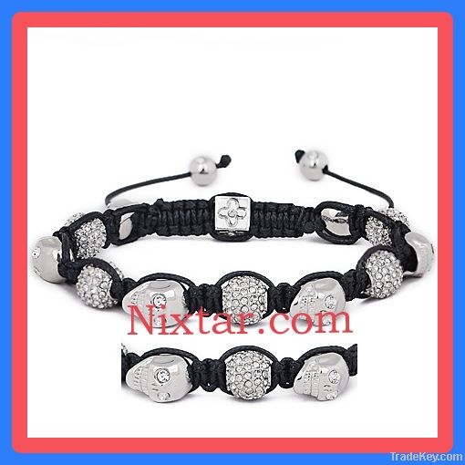 Skulls And Crystals Macrame Bracelet Wholesale