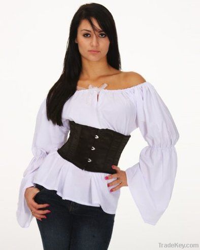 SC88051 Black Satin Steel Boned Corset Waist Cincher