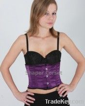 SC88051 Black Satin Steel Boned Corset Waist Cincher