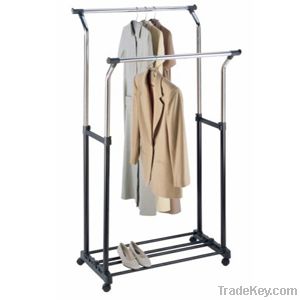 Double Chrome Adjustable Garment Rack