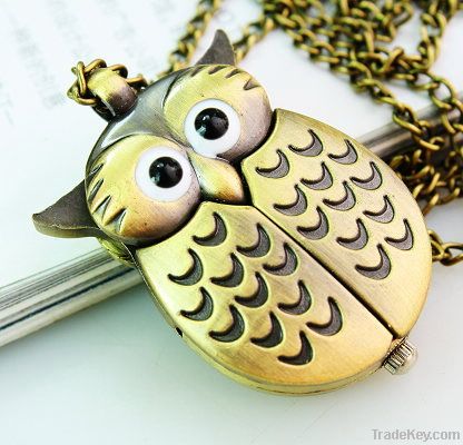 Antique nice bronze owl pocket watches watches999.com