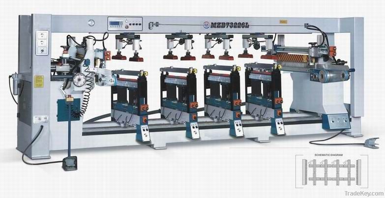 Auto six-ranged carpenter drilling machine