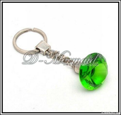 2D Laser engraved crystal keychain ring with the led light