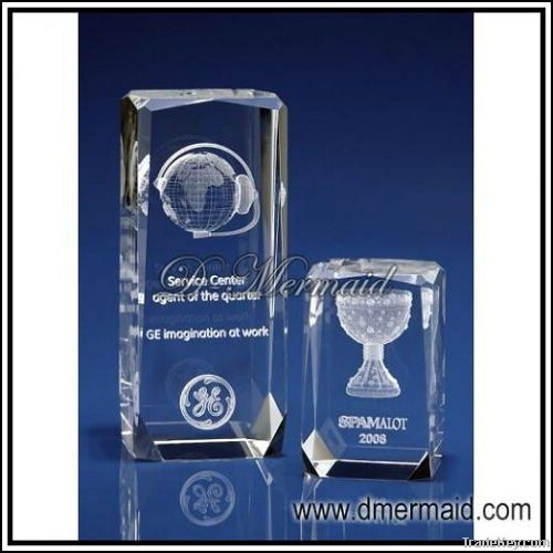 crystal laser award, glass award with inner laser