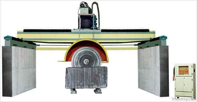 Overhead dual-column-oriented multi-chip stone cutter