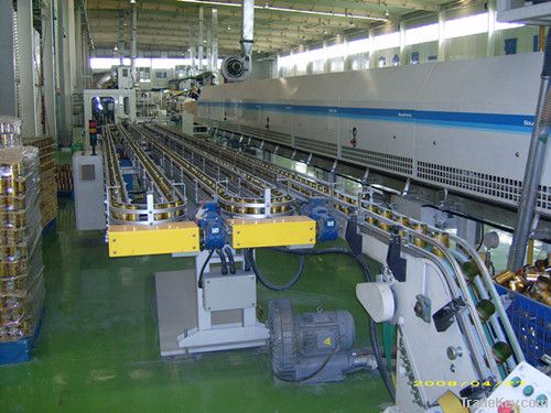Automatic roller chain conveyor/magnetic elevator for empty tin cans