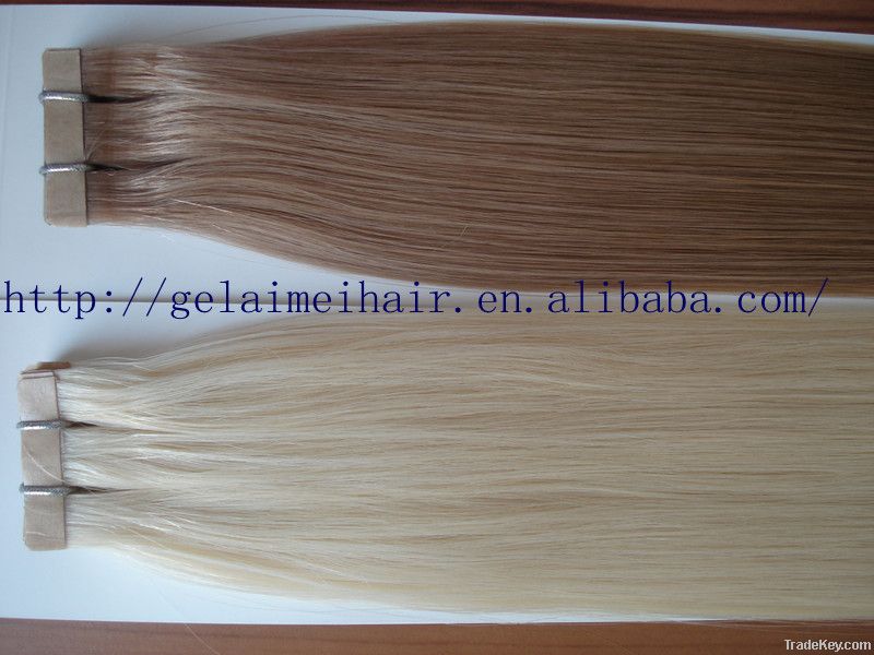 Grade AAAA Remy tape hair extension, 20''=55cm, color 60#, 100g/pack