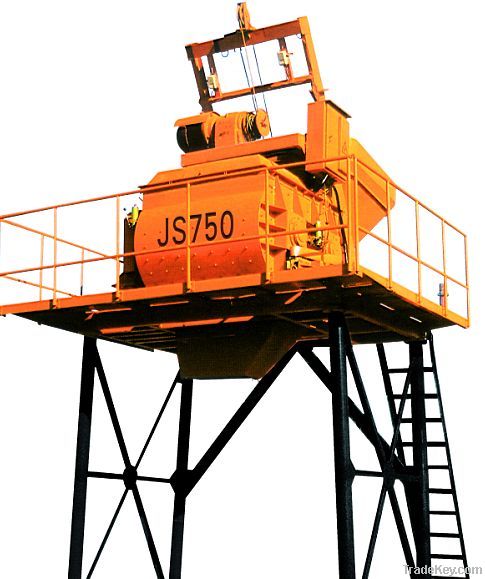 The twin-shaft JS750 concrete mixer