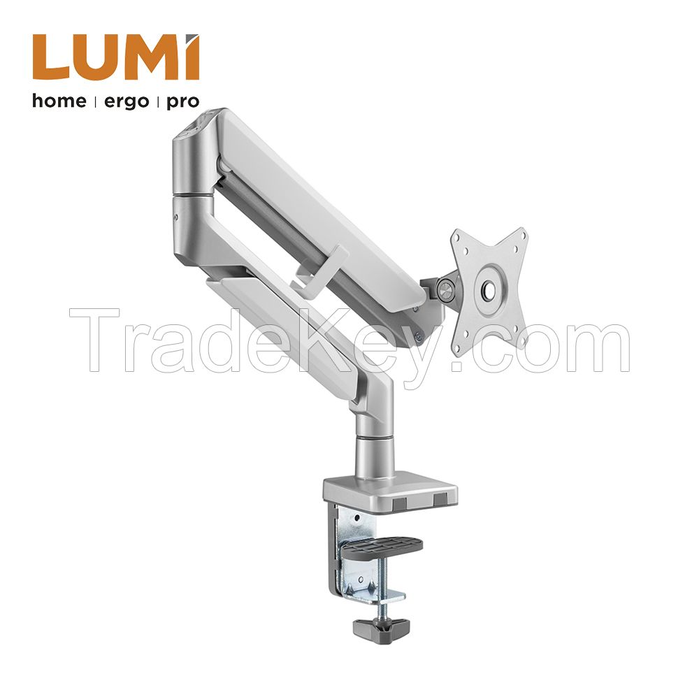 Single Aluminum Gas Spring Monitor Desk Mount