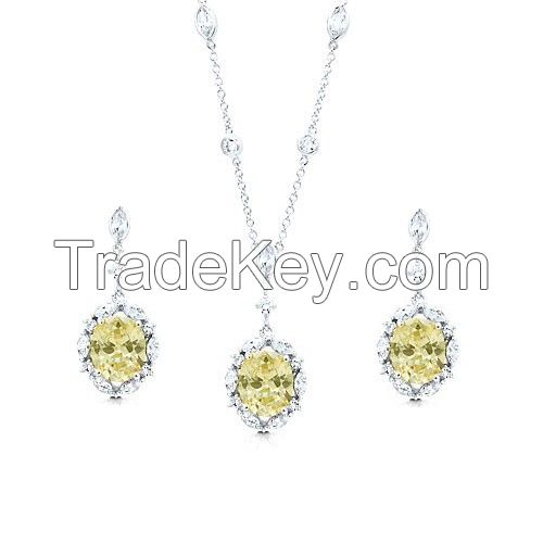 2014 Hot sale silver jewelry set with AAA grade CZ in rhodium plated