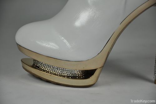 white leather boot