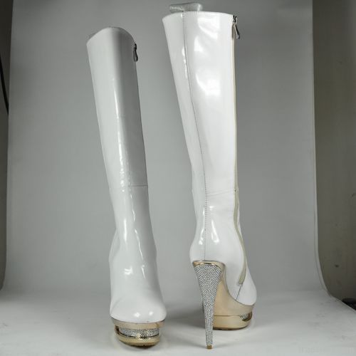 white leather boot