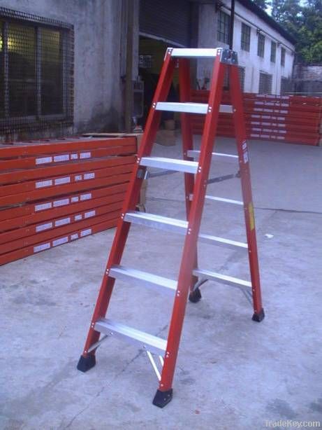 Fiber glass double front step ladder, ANSI type IA