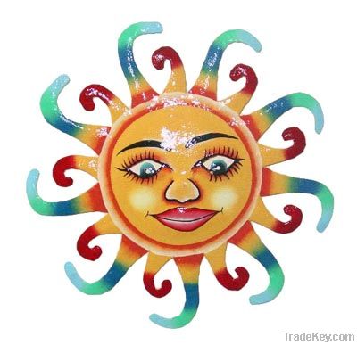 Handpainted Metal Sun Face