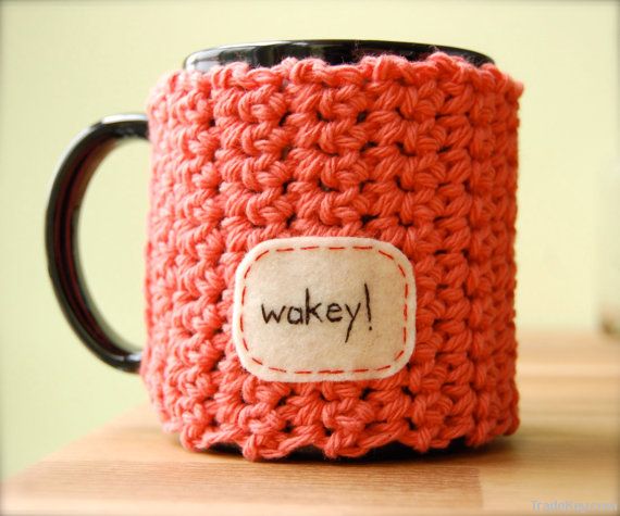 Knitted Cozy. Knit Cup Cozy. Knitted Cup Cozy.