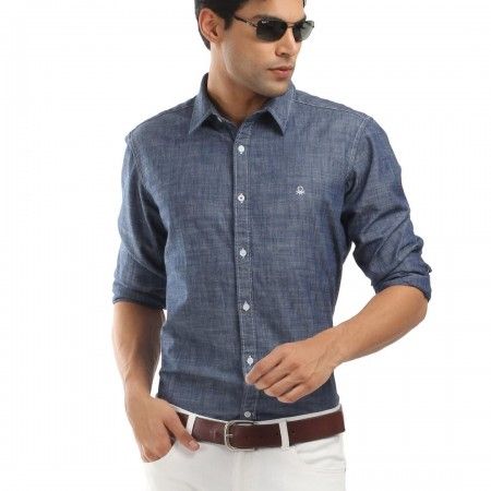 MEN BLUE CHAMBRAY SHIRT