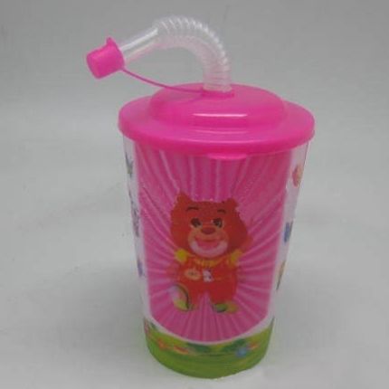 wholesale change color plastic cup with straw and lid