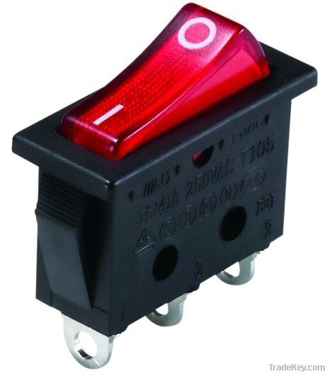 High current single pole illuminated rocker switch with UL, VDE, ENEC certificates