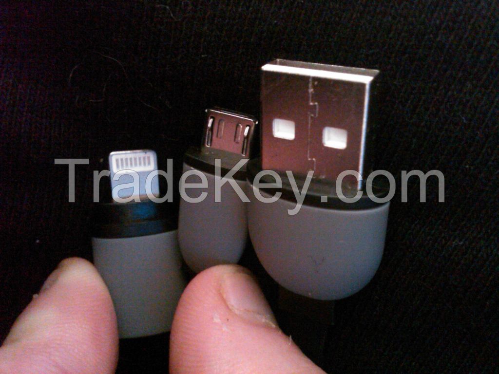 Twin Dual 2 Port USB Car Charger With Data Cable 