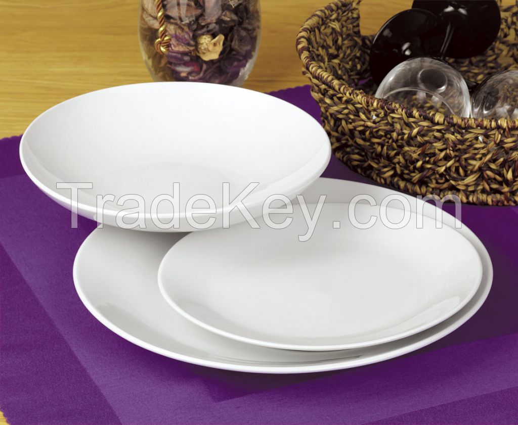 Bone china white body dinner plate for restaurant