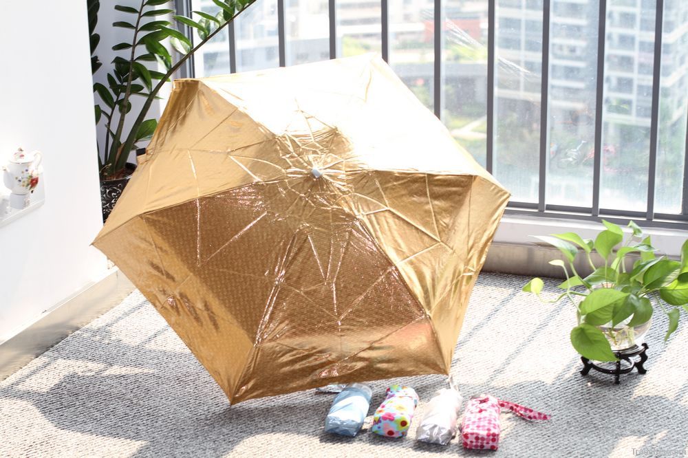 2012 new style mini golden and silvery 5 folding umbrella